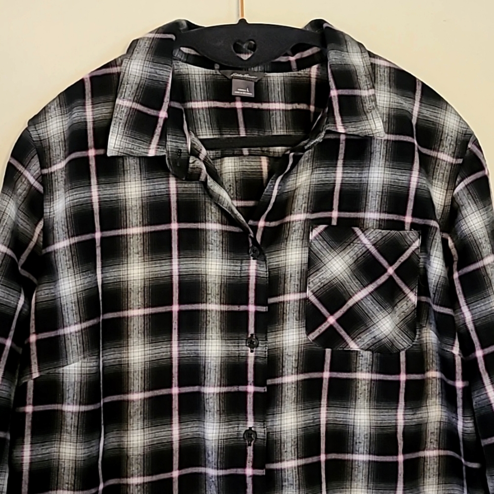 Eddie Bauer Soft Cotton Blend Plaid Button Up